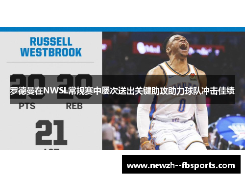 罗德曼在NWSL常规赛中屡次送出关键助攻助力球队冲击佳绩